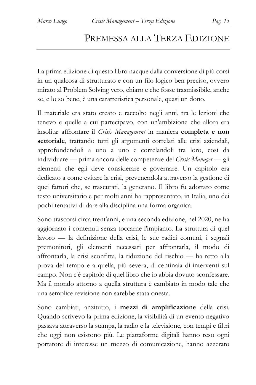Pagina 13 di Crisis Management, la premessa