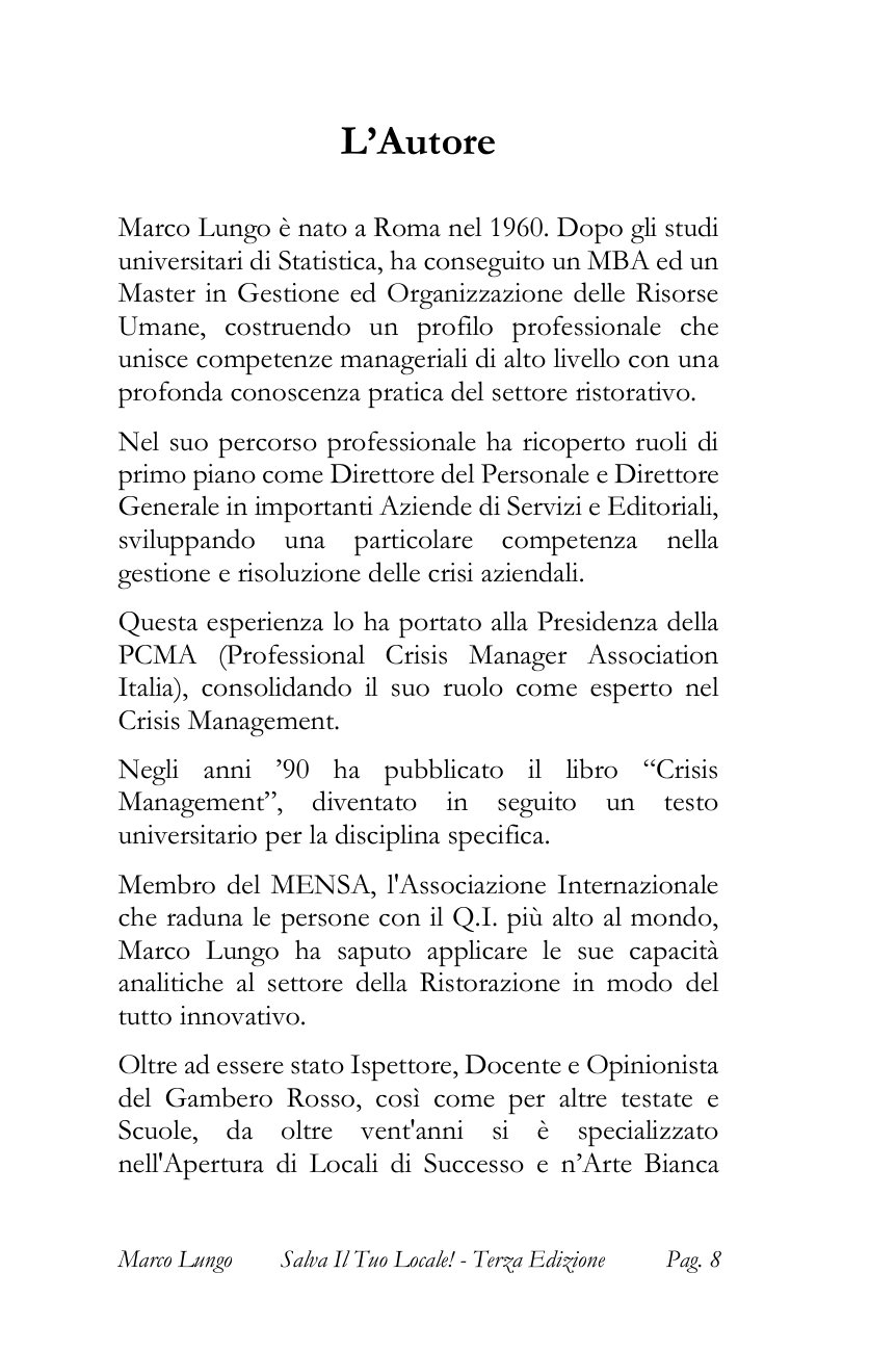 La scheda dell'autore in Salva il Tuo Locale!